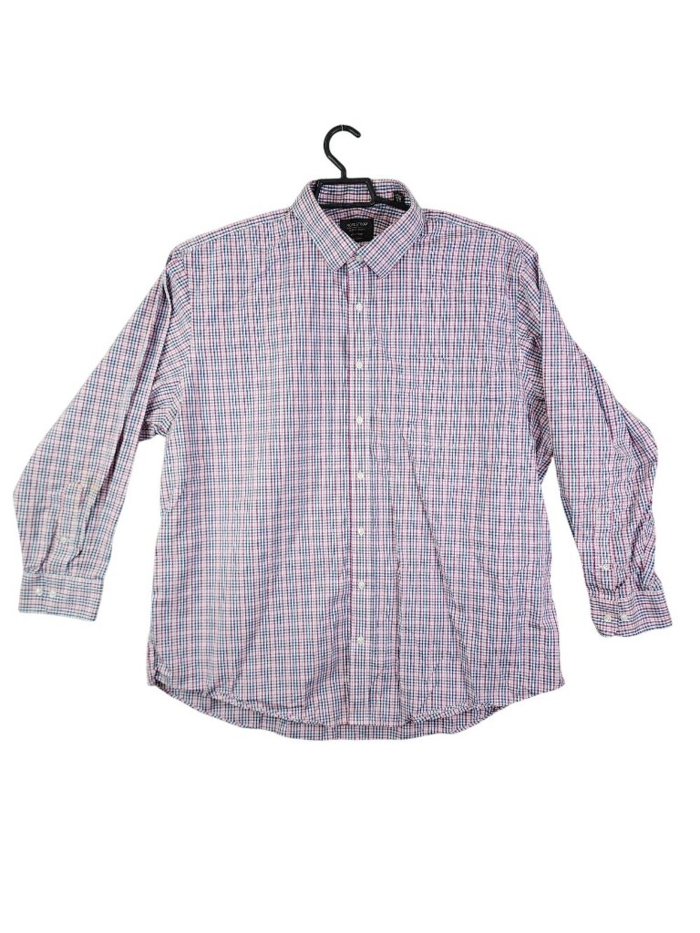 Mens Nordstrom Red White Blue Plaid Classic Fit Button Up Shirt Long Sleeve 18.5